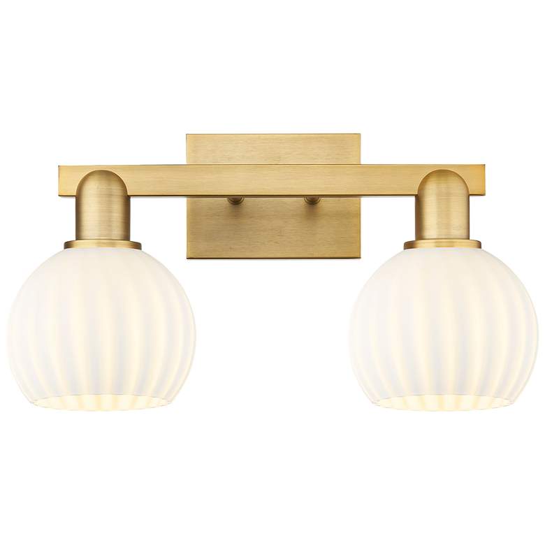 Image 1 Arcadia White Venetian 17" Wide 2 Light Brushed Brass Vanity Light
