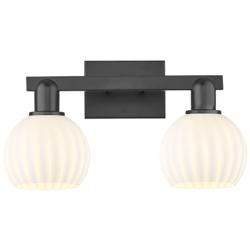 Arcadia White Venetian 17" Wide 2 Light Matte Black Vanity Light With