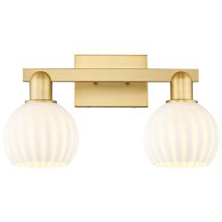 Arcadia White Venetian 17" Wide 2 Light Satin Gold Vanity Light With