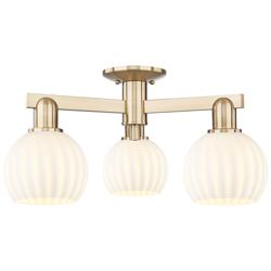 Arcadia White Venetian 24"W 3 Light Champagne Bronze Semi.Flush Mount