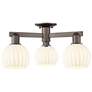 Arcadia White Venetian 24"W 3 Light Oil Rubbed Bronze Semi.Flush Mount