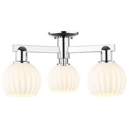 Arcadia White Venetian 24"W 3 Light Polished Chrome Semi.Flush Mount