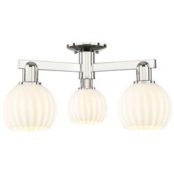 Arcadia White Venetian 24"W 3 Light Polished Nickel Semi.Flush Mount