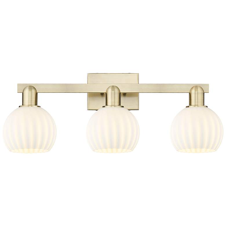 Image 1 Arcadia White Venetian 25" Wide 3 Light Antique Brass Vanity Light
