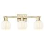 1_Arcadia White Venetian 25" Wide 3 Light Antique Brass Vanity Light