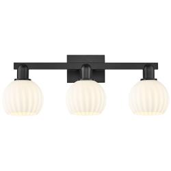 Arcadia White Venetian 25" Wide 3 Light Matte Black Vanity Light With