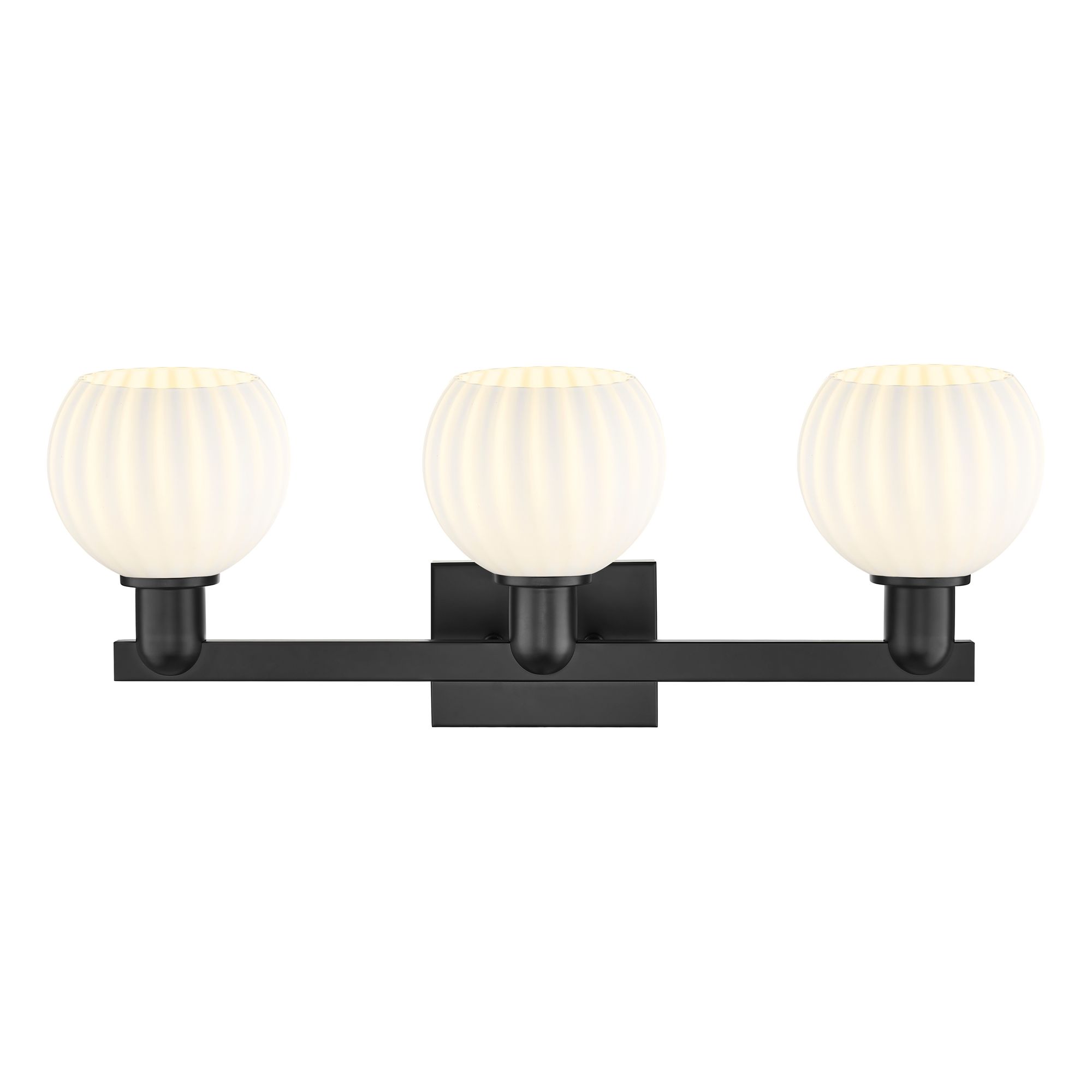 Image 2 Arcadia White Venetian 25" Wide 3 Light Matte Black Vanity Light With more views