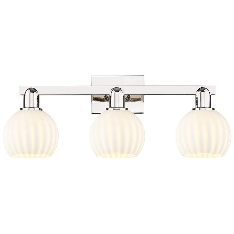 Image 1 Arcadia White Venetian 25" Wide 3 Light Polished Nickel Vanity Light