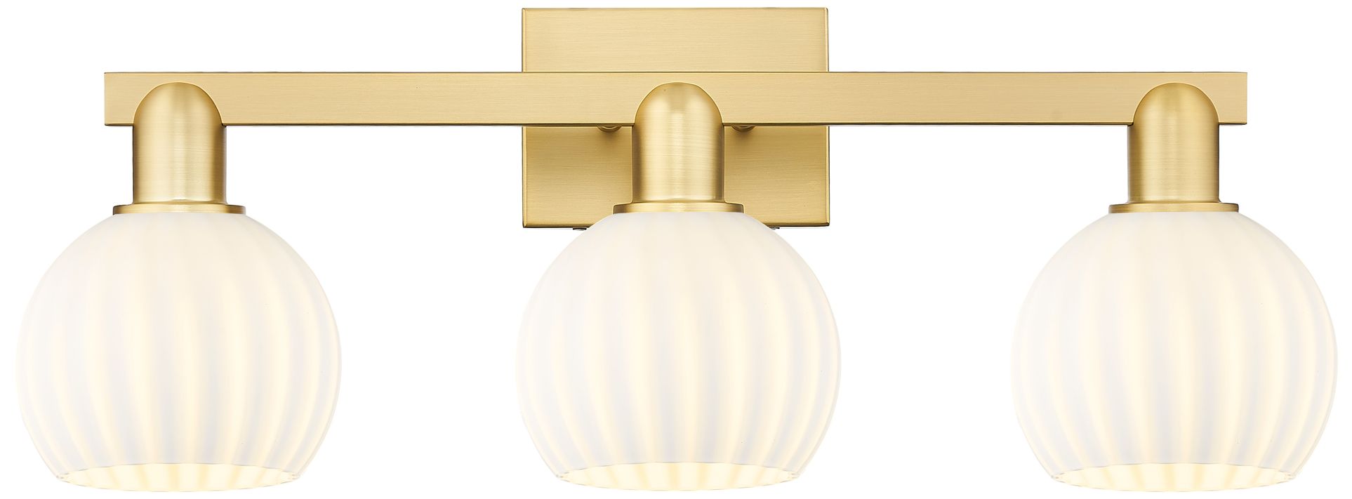 Arcadia White Venetian 25" Wide 3 Light Satin Gold Vanity Light With