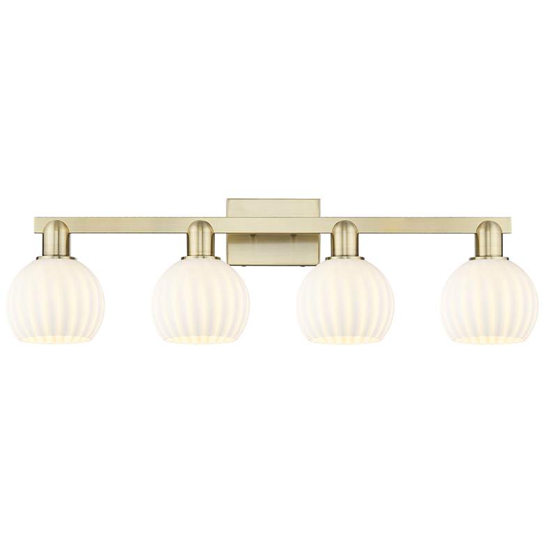 Image 1 Arcadia White Venetian 33" Wide 4 Light Antique Brass Vanity Light