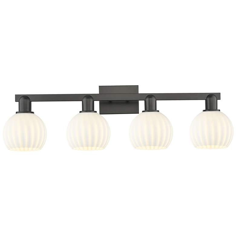 Image 1 Arcadia White Venetian 33" Wide 4 Light Matte Black Vanity Light With