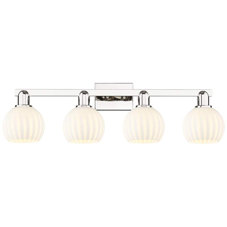 Image 1 Arcadia White Venetian 33" Wide 4 Light Polished Nickel Vanity Light