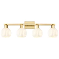 Arcadia White Venetian 33" Wide 4 Light Satin Gold Vanity Light With