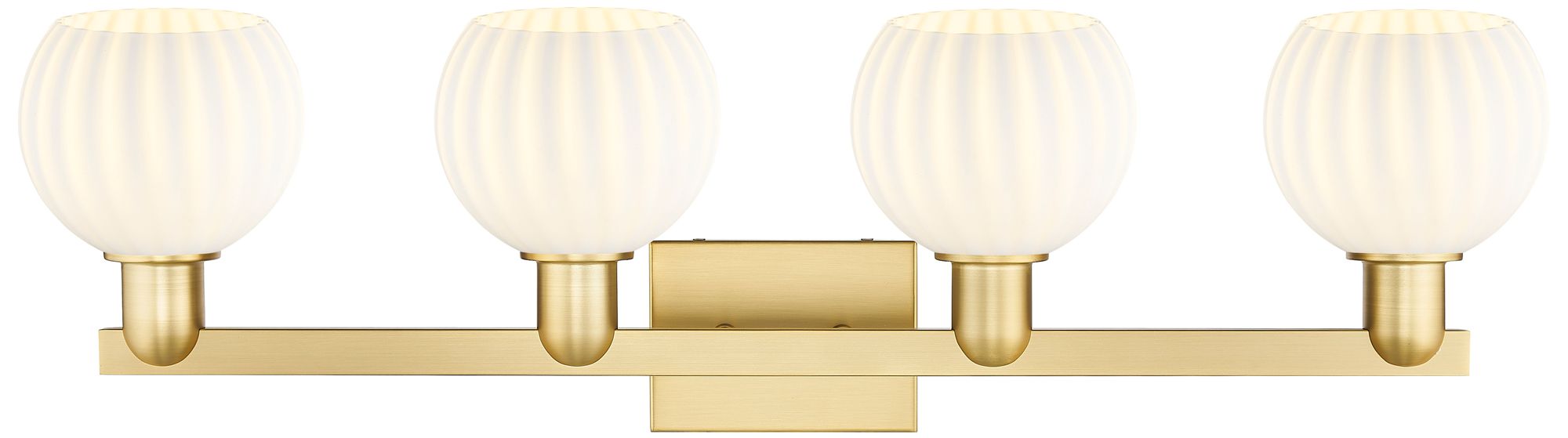 Image 2 Arcadia White Venetian 33" Wide 4 Light Satin Gold Vanity Light With more views