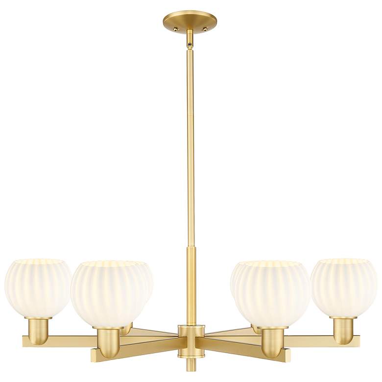 Image 1 Arcadia White Venetian 36" Wide 6 Light Satin Gold Stem Chandelier