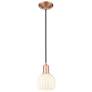 1_Arcadia White Venetian 6" Wide Antique Copper Cord Hung Mini Pendant