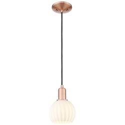 Arcadia White Venetian 6" Wide Antique Copper Cord Hung Mini Pendant