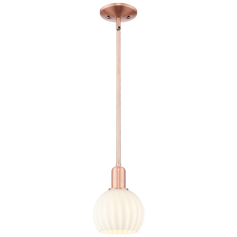 Image 1 Arcadia White Venetian 6" Wide Antique Copper Stem Hung Mini Pendant