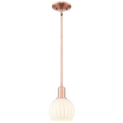 Arcadia White Venetian 6" Wide Antique Copper Stem Hung Mini Pendant