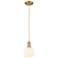 Arcadia White Venetian 6" Wide Brushed Brass Cord Hung Mini Pendant