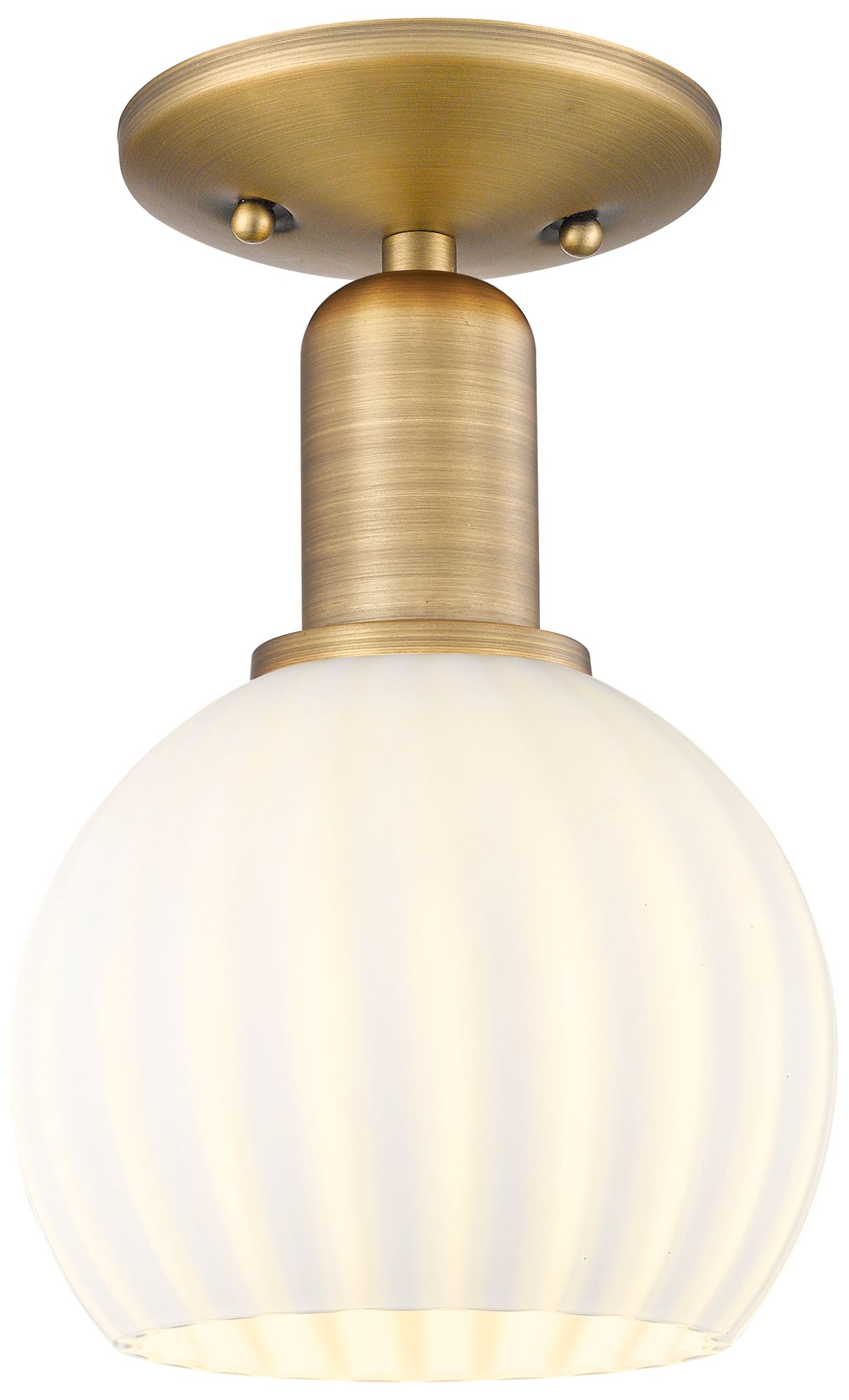 Arcadia White Venetian 6" Wide Brushed Brass Semi.Flush Mount With