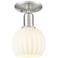 Arcadia White Venetian 6" Wide Brushed Satin Nickel Semi.Flush Mount
