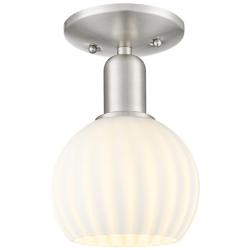 Arcadia White Venetian 6" Wide Brushed Satin Nickel Semi.Flush Mount