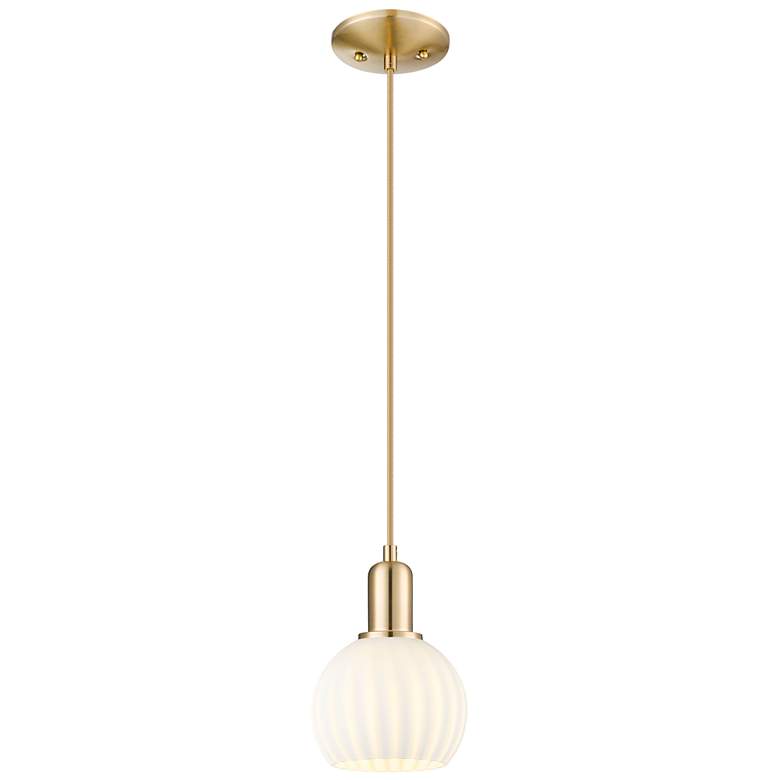 Image 1 Arcadia White Venetian 6" Wide Champagne Bronze Cord Hung Mini Pendant