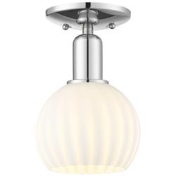 Arcadia White Venetian 6" Wide Polished Chrome Semi.Flush Mount With