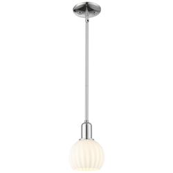 Arcadia White Venetian 6" Wide Polished Chrome Stem Hung Mini Pendant