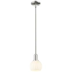 Arcadia White Venetian 6" Wide Polished Nickel Stem Hung Mini Pendant