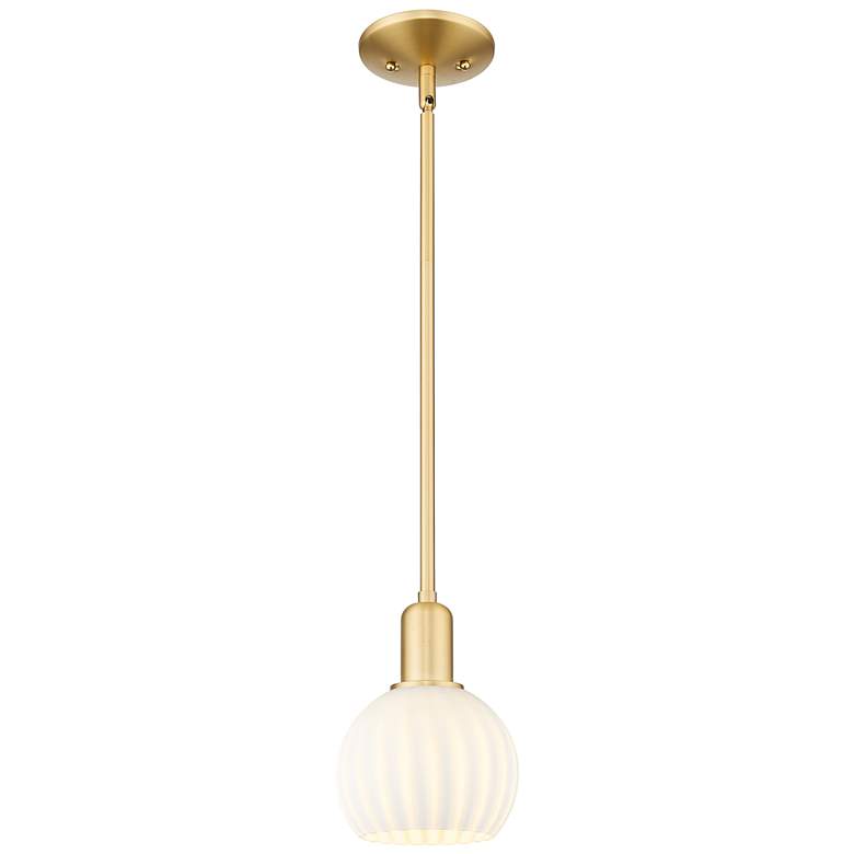 Image 1 Arcadia White Venetian 6" Wide Satin Gold Stem Hung Mini Pendant With