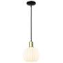 Arcadia White Venetian 8"W Black Antique Brass Stem Hung Mini Pendant