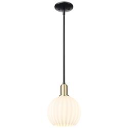 Arcadia White Venetian 8"W Black Antique Brass Stem Hung Mini Pendant
