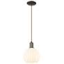 Arcadia White Venetian 8"W Oil Rubbed Bronze Cord Hung Mini Pendant