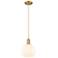 Arcadia White Venetian 8" Wide Brushed Brass Cord Hung Mini Pendant