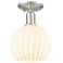 Arcadia White Venetian 8" Wide Brushed Satin Nickel Semi.Flush Mount