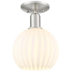 Arcadia White Venetian 8" Wide Brushed Satin Nickel Semi.Flush Mount