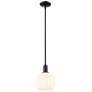 Arcadia White Venetian 8" Wide Matte Black Stem Hung Mini Pendant