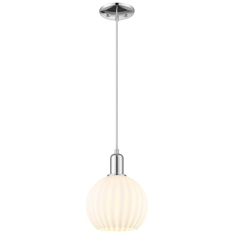 Image 1 Arcadia White Venetian 8" Wide Polished Chrome Cord Hung Mini Pendant