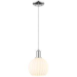 Arcadia White Venetian 8" Wide Polished Chrome Cord Hung Mini Pendant