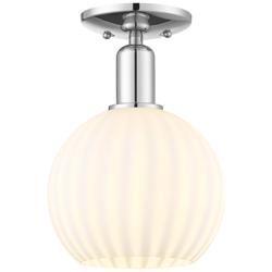 Arcadia White Venetian 8" Wide Polished Chrome Semi.Flush Mount With