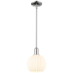 Arcadia White Venetian 8" Wide Polished Chrome Stem Hung Mini Pendant
