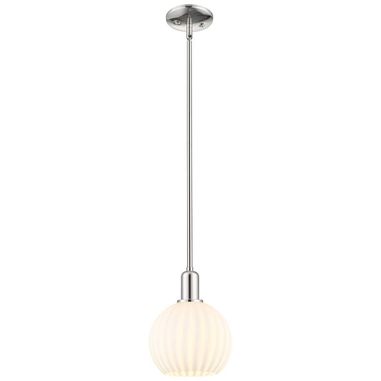 Image 1 Arcadia White Venetian 8" Wide Polished Nickel Stem Hung Mini Pendant