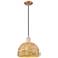 Arcadia Woven Rattan 12" Wide Antique Copper Cord Hung Mini Pendant