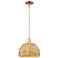 Arcadia Woven Rattan 12" Wide Antique Copper Stem Hung Mini Pendant
