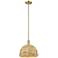 Arcadia Woven Rattan 12" Wide Champagne Bronze Stem Hung Mini Pendant