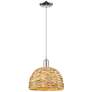 Arcadia Woven Rattan 12" Wide Polished Chrome Cord Hung Mini Pendant