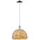 Arcadia Woven Rattan 12" Wide Polished Chrome Cord Hung Mini Pendant