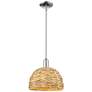 Arcadia Woven Rattan 12" Wide Polished Chrome Stem Hung Mini Pendant